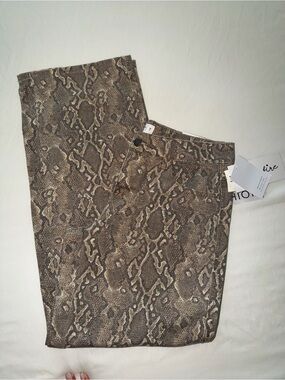 Snake Print Skinny Jeans - Neutral Brown/Tan